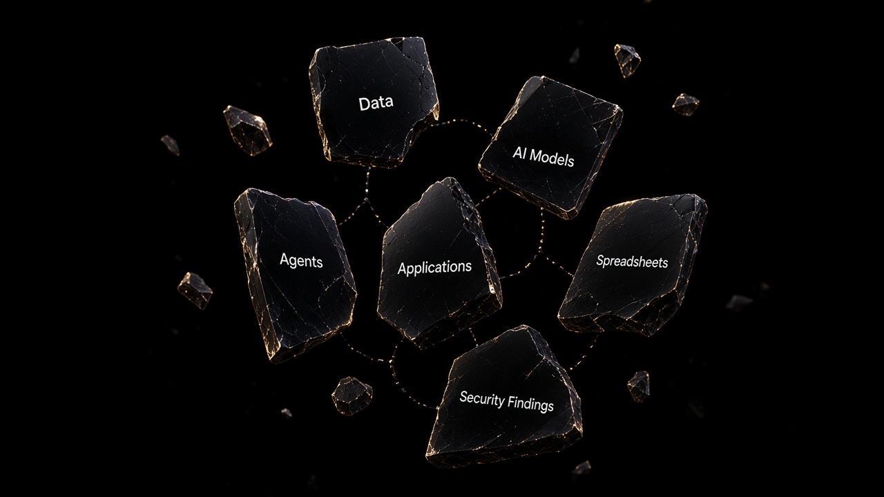 Disconnected shards labeled data, models, agents, applications, spreadsheets, and findings