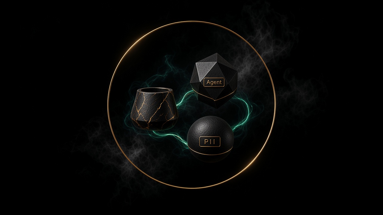 A live gold ring holding a store, an Agent, and PII on one emerald path