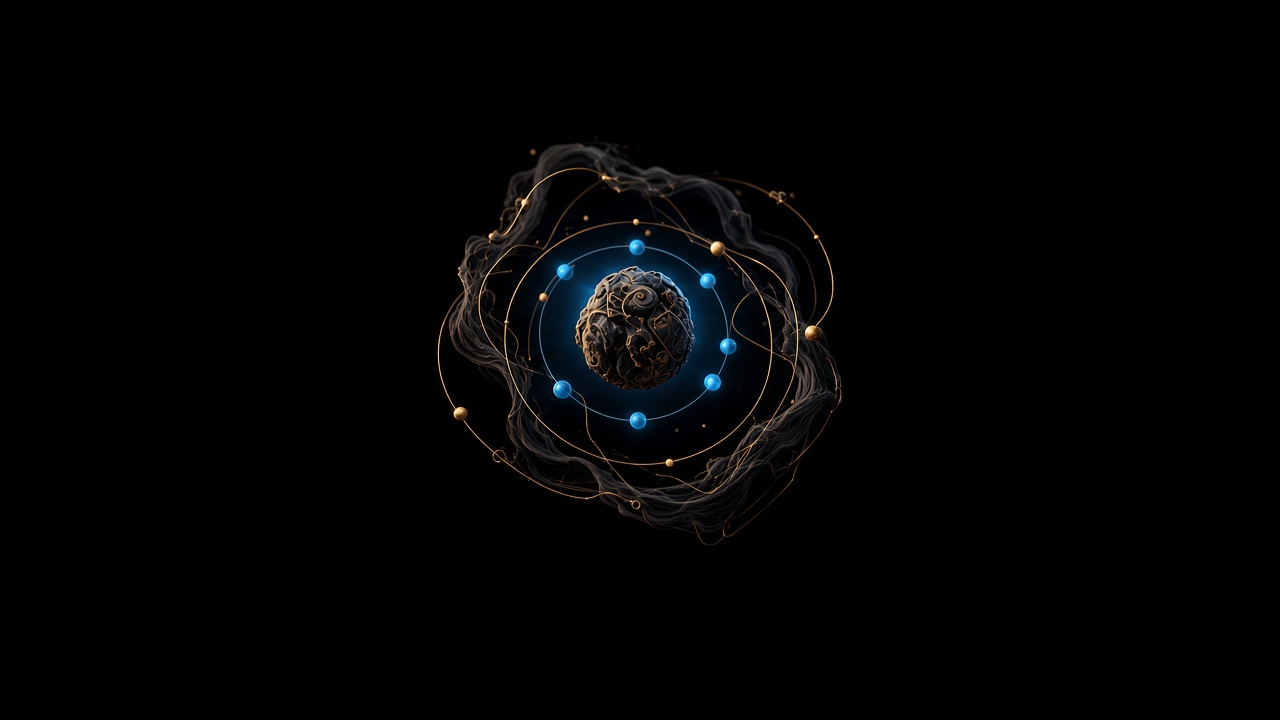 A compact cluster of runtime beads around a core