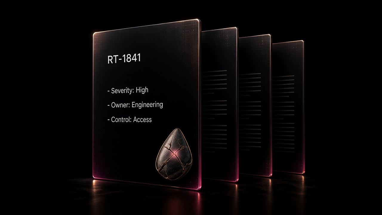 Finding RT-1841 with severity, owner, and control on stacked tablets